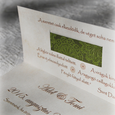 Meghívó - Barna-zöld motívumos